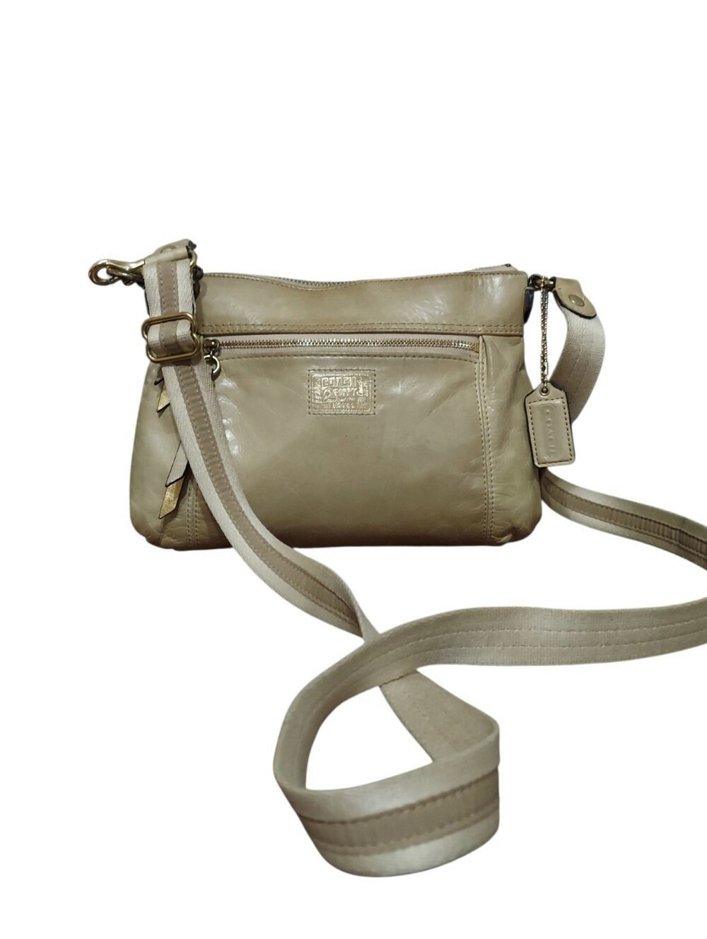 Coach Poppy Leather Crossbody Bag W/ Brass HW EUC